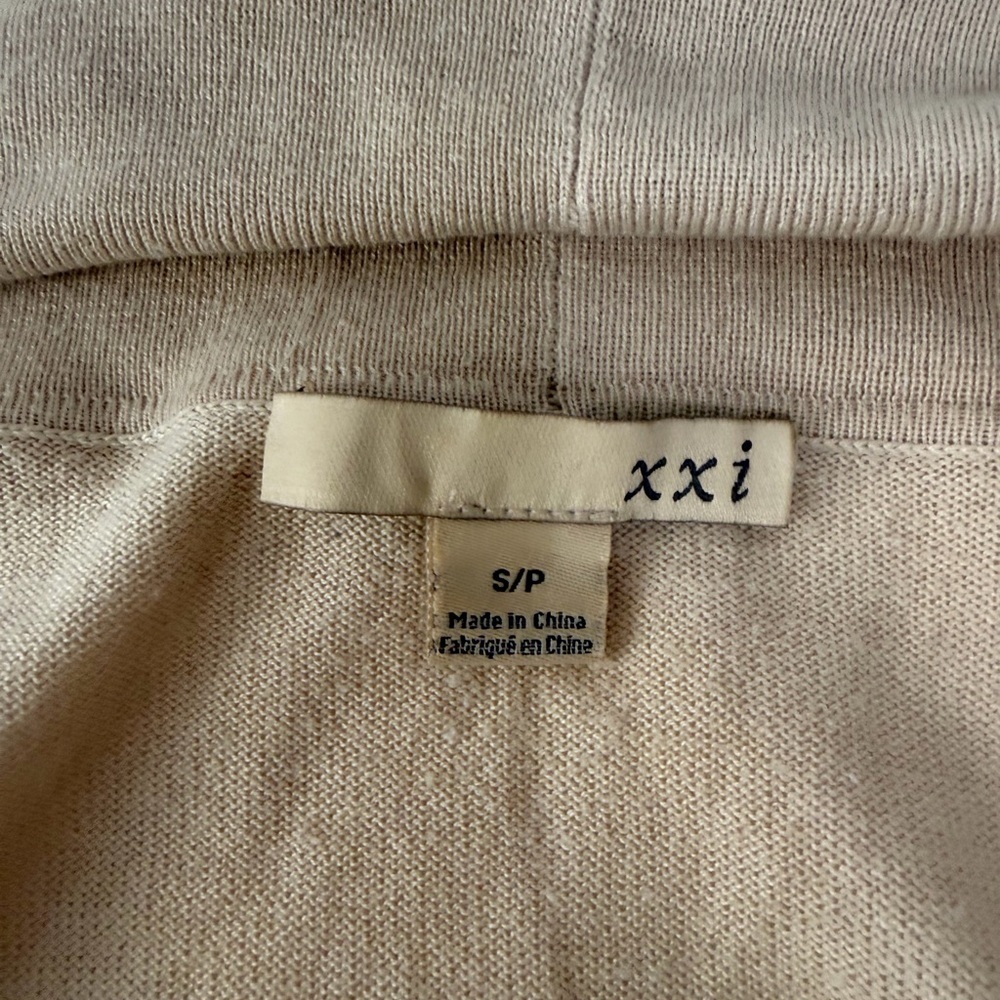 Forever 21 Beige Waterfall Knit Cardigan Draped Open Front Chic - Picture 2 of 10